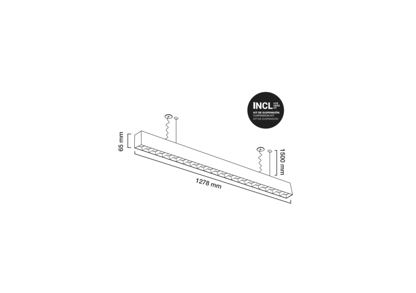 Suspension linéaire LED 30W 120cm 2750lm faible UGR16 - B9010-B-BC - Barcelona LED