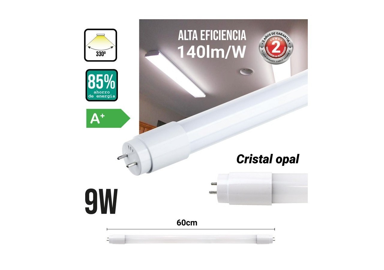 Tube LED T8 9W 600mm en verre 140 LM/W - B4009-5-60BC2 - Barcelona LED