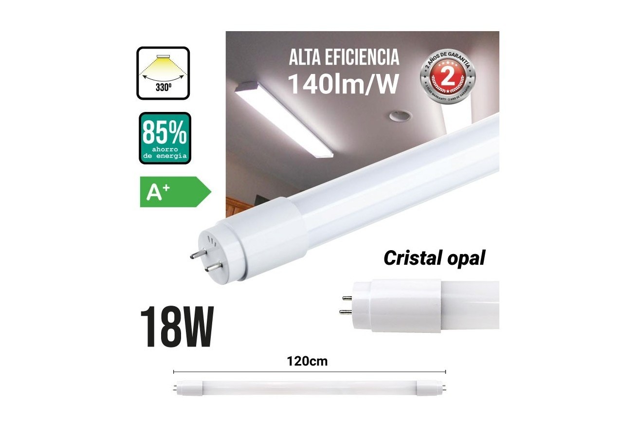 Tube LED T8 18W 1200mm en verre 140 LM/W - B4010-5-120BC8 - Barcelona LED