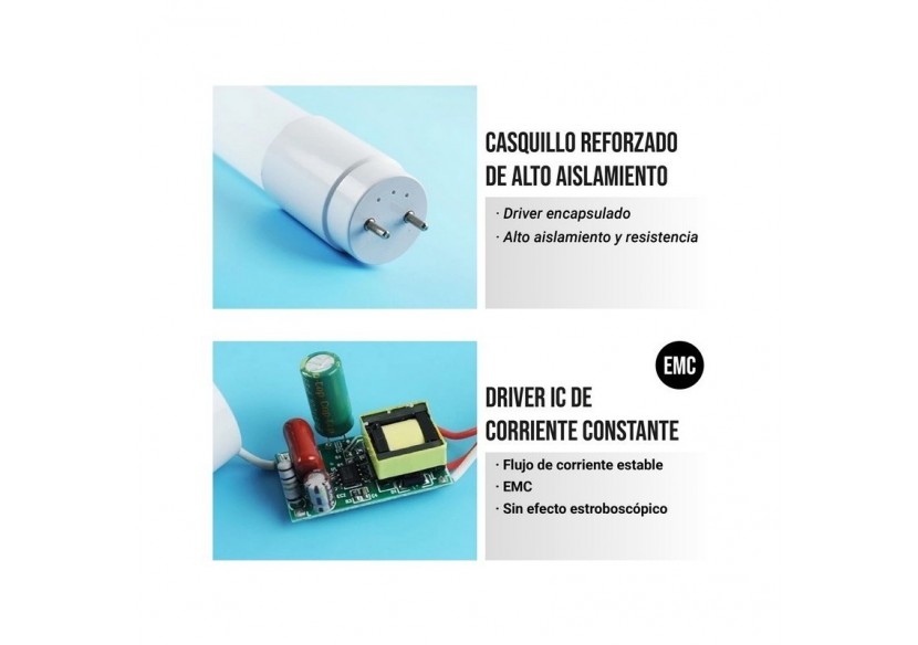 Tube LED T8 24W 1500mm en verre 140 LM/W - B4011-4-150BC6 - Barcelona LED