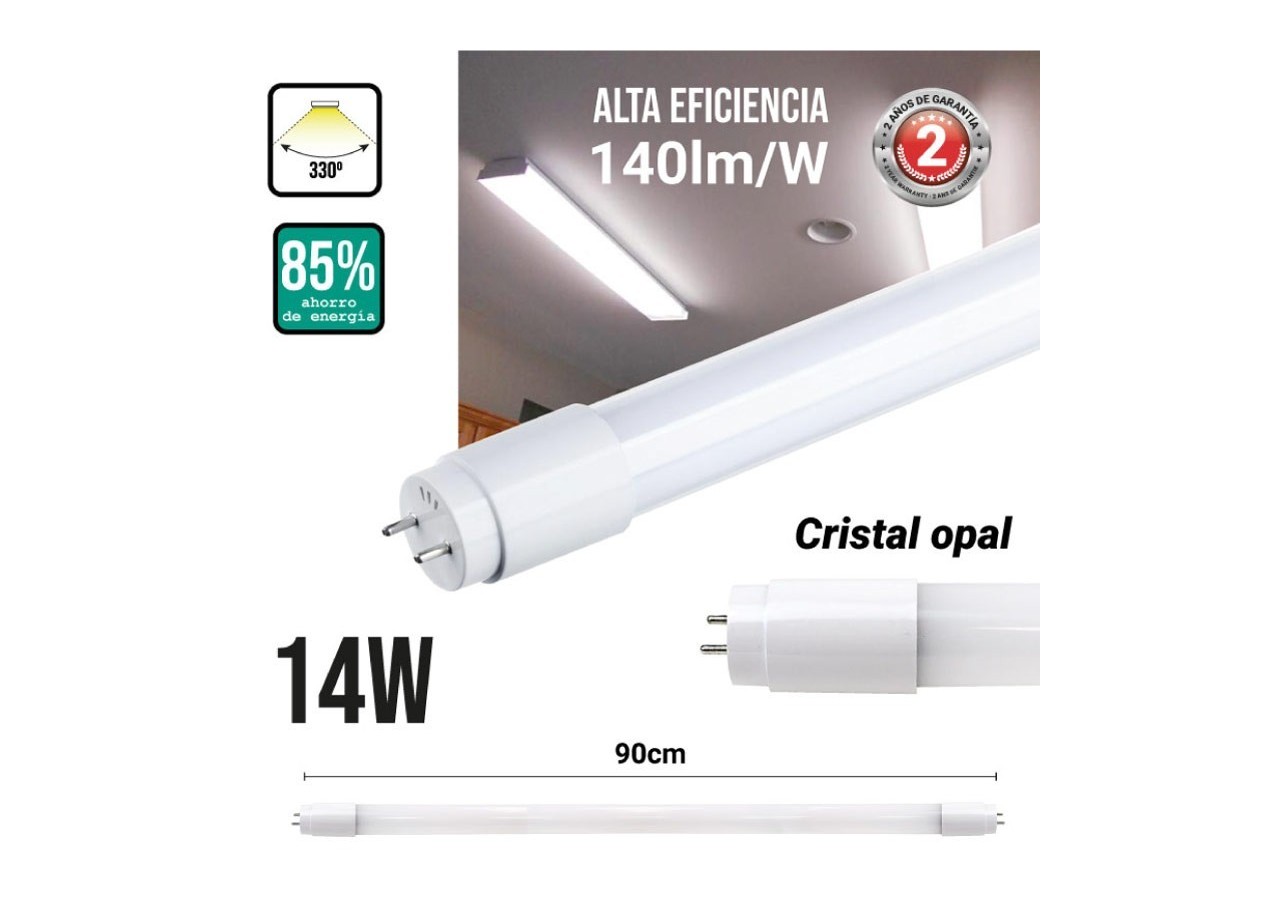 Tube LED T8 14W 900mm en verre 140 LM/W - B4009-3-90-OPBN1 - Barcelona LED