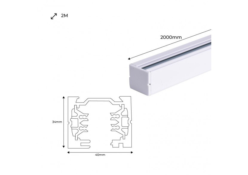 Rail triphasé de 200 cm saillie / suspendu - BTT-200-B - Barcelona LED Rail triphasé de 200 cm saillie / suspendu - BTT-200-B - Barcelona LED