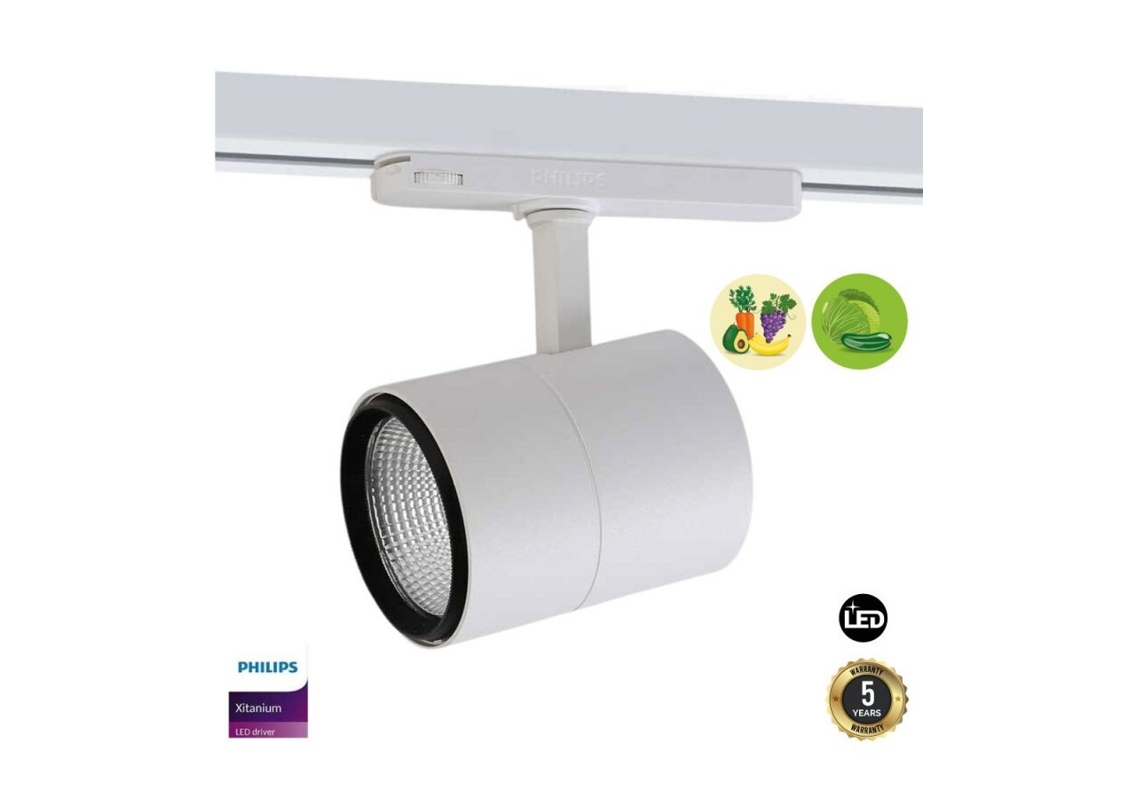 Spot LED pour rail triphasé 30W pour fruits et légumes noir - B00591-B-FYV - Barcelona LED