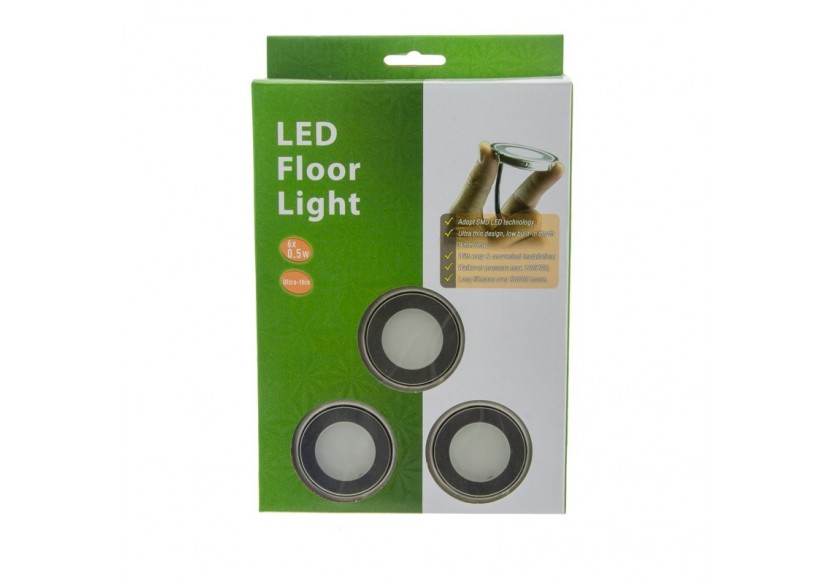 Kit 6 spots LED encastrables au sol diamètre 58x9mm 0,5W 12V-DC IP67 - BA50001-BC - Barcelona LED