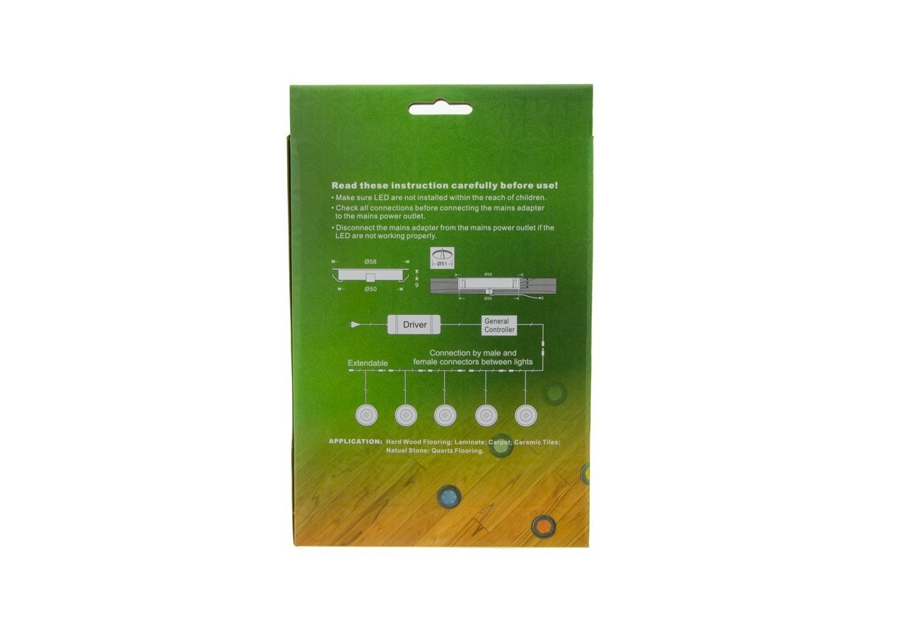 Kit 6 spots LED encastrables au sol diamètre 58x9mm 0,5W 12V-DC IP67 - BA50001-AZ - Barcelona LED