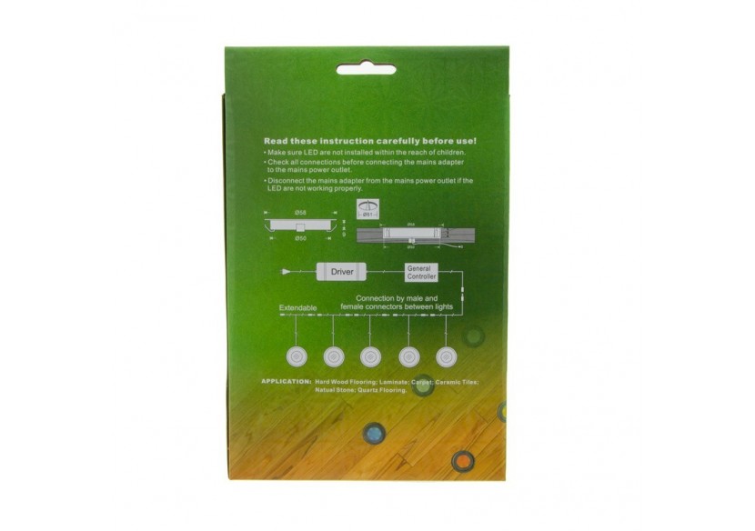 Kit 6 spots LED encastrables au sol diamètre 58x9mm 0,5W 12V-DC IP67 - BA50001-AZ - Barcelona LED