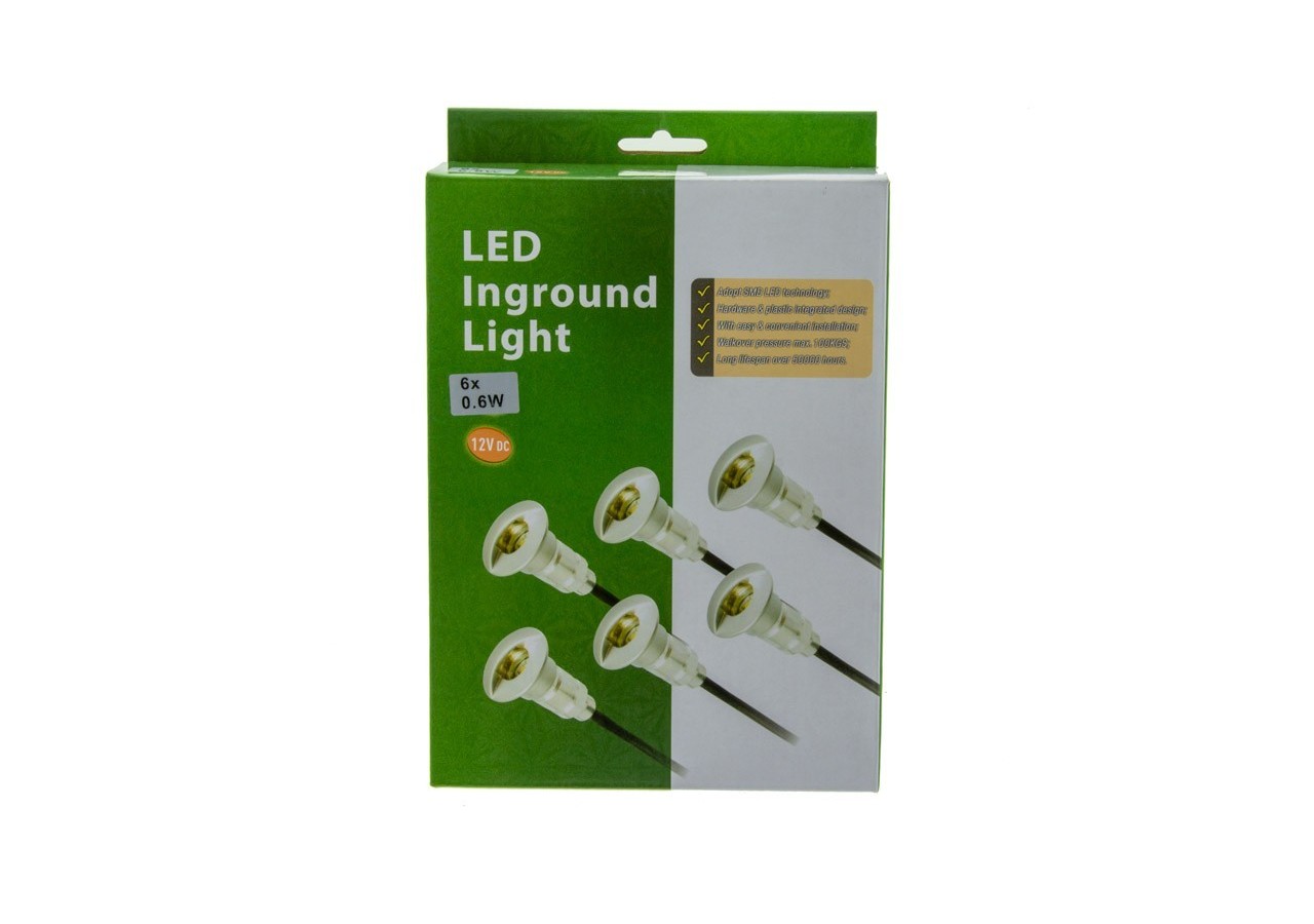Kit 6 spots 0,3W 12V-DC diamètre 26x41mm IP67 + câbles + alimentation - BA50006-BF - Barcelona LED