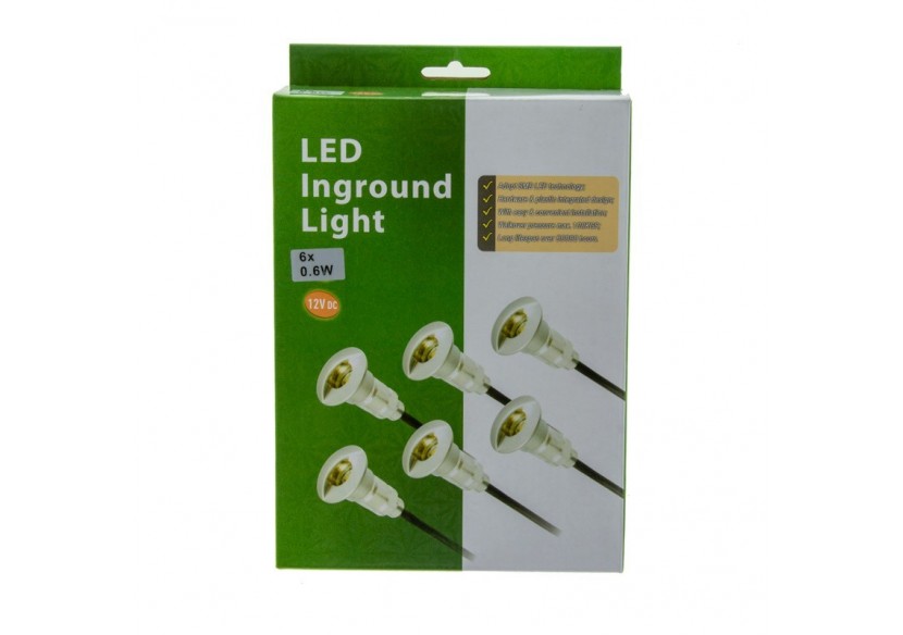 Kit 6 spots 0,3W 12V-DC diamètre 26x41mm IP67 + câbles + alimentation - BA50006-BF - Barcelona LED