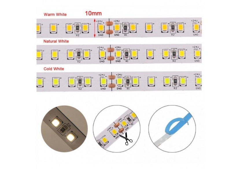 Ruban LED 24V DC-18W/m-Monochrome-10mm-IP20-Rouleau de 5m-120ch/m - B1552-1801 - Barcelona LED