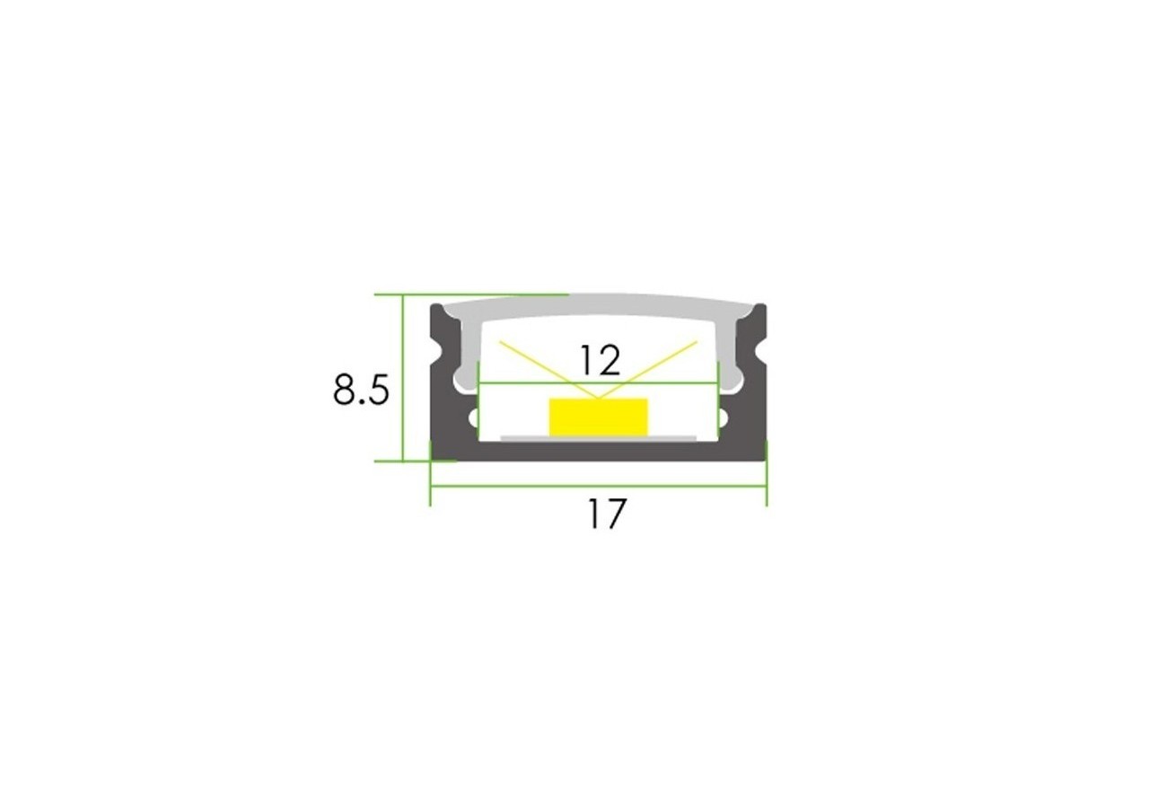 Profilé en aluminium 17x8mm - BPERF17X8-B - Barcelona LED