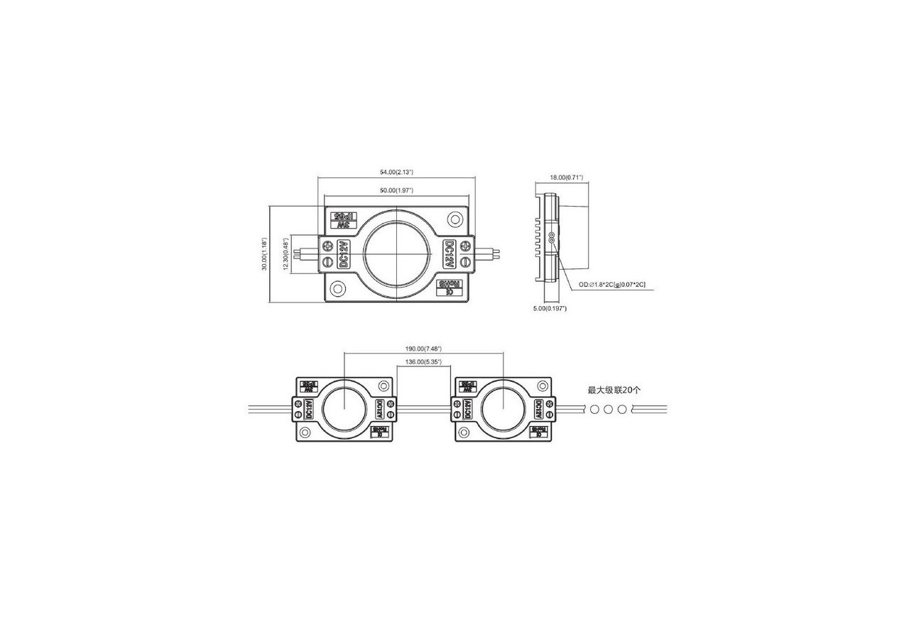 Module LED SMD3030 2W 12V IP65 pour enseigne commerciale - BM1420BF - Barcelona LED