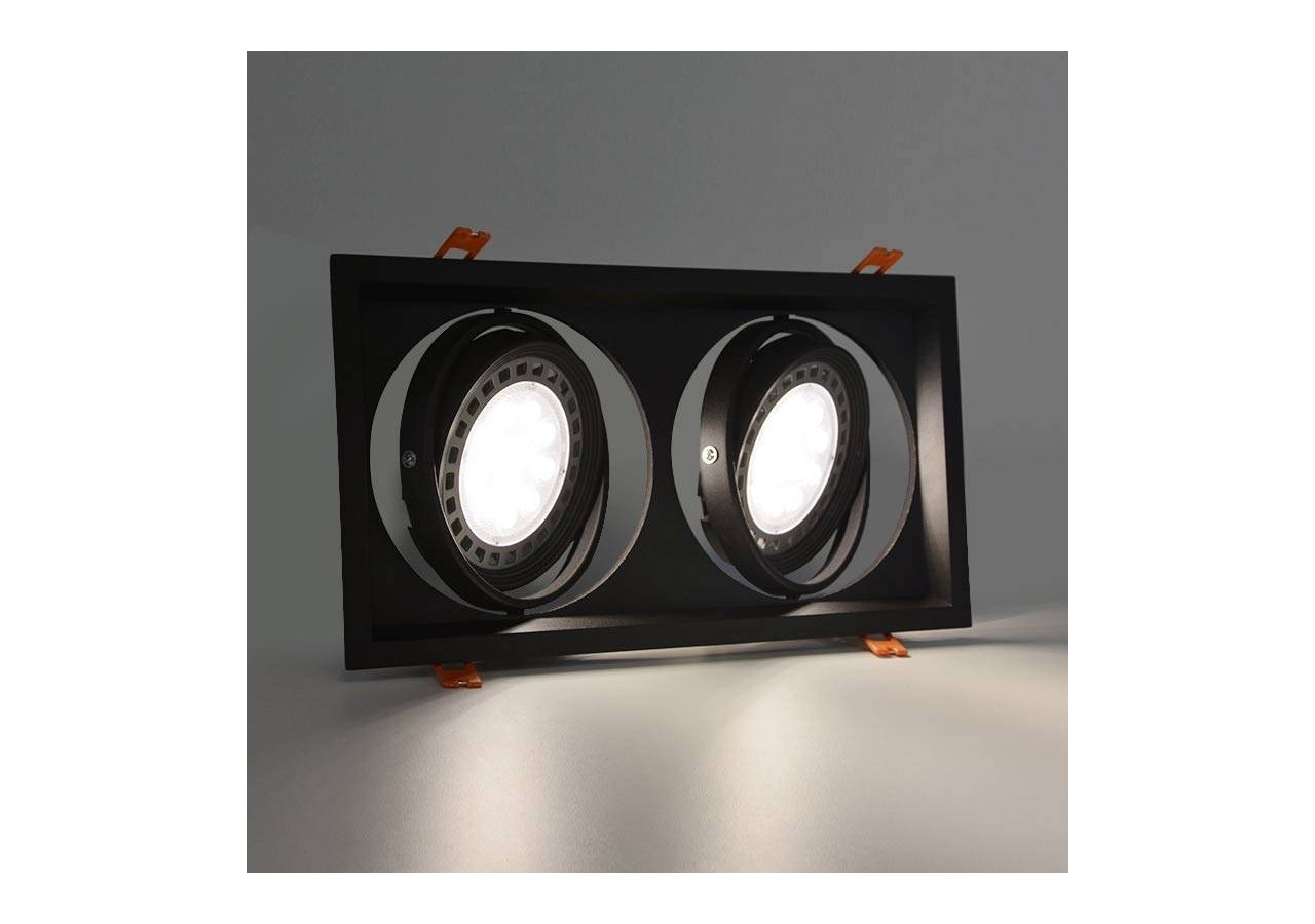 Cardan Aluminium pour deux ampoules QR111 LED Basculable 324x175mm - B101721-N - Barcelona LED