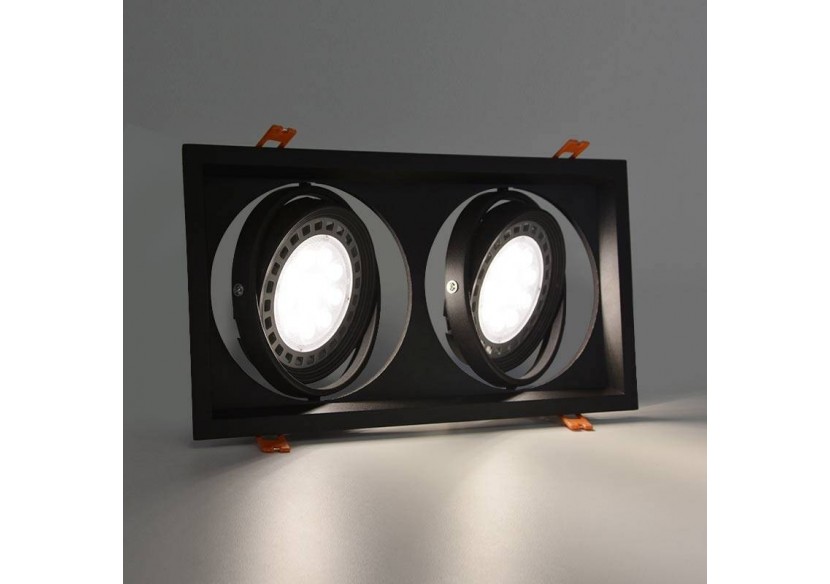 Cardan Aluminium pour deux ampoules QR111 LED Basculable 324x175mm - B101721-N - Barcelona LED