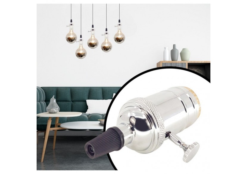 DOUILLE E27 VINTAGE SERIES AVEC INTERRUPTEUR BRONZE ROSÉE / CHROME - LV103-CR - Barcelona LED