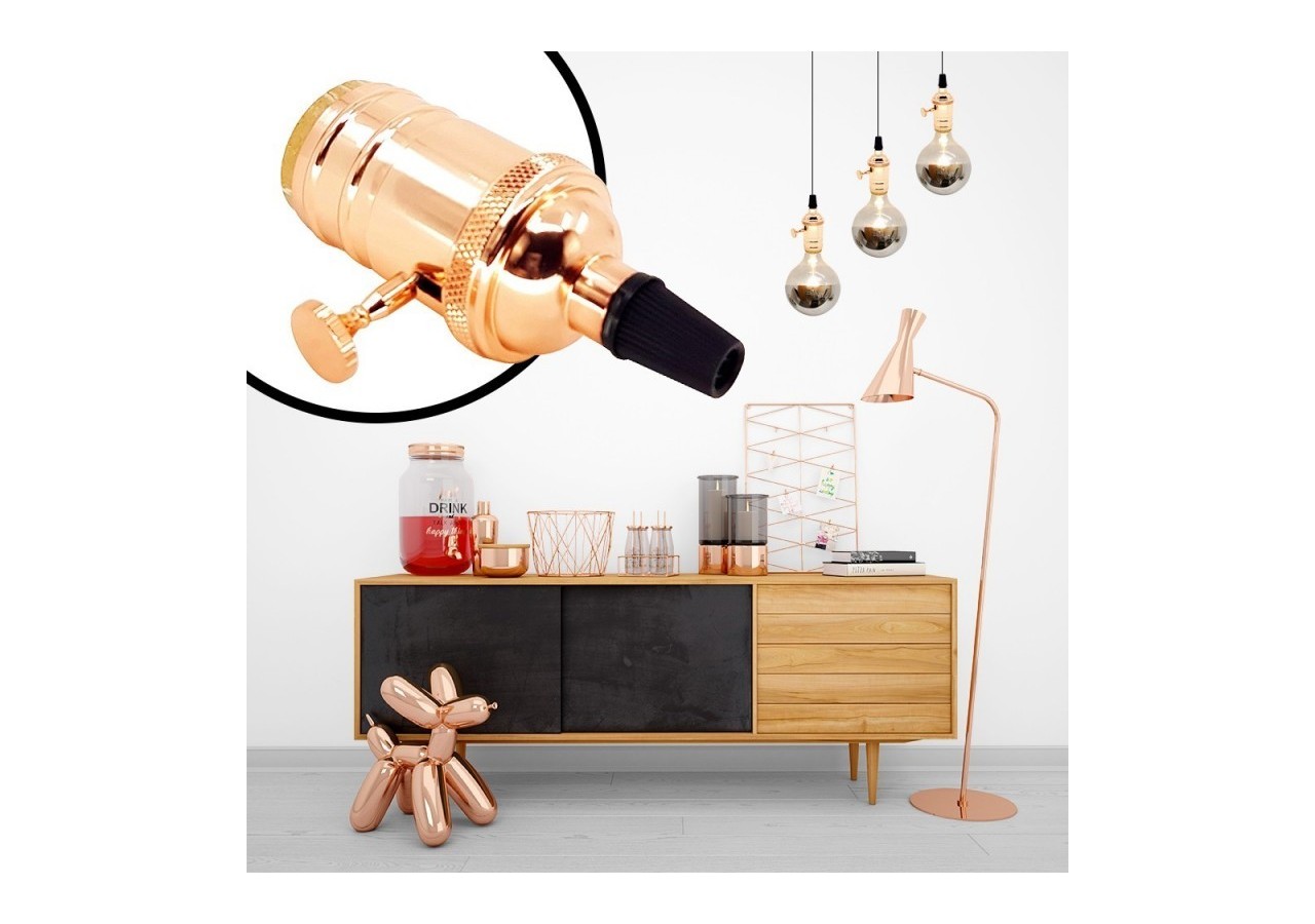 DOUILLE E27 VINTAGE SERIES AVEC INTERRUPTEUR BRONZE ROSÉE / CHROME - LV103-GLDR - Barcelona LED