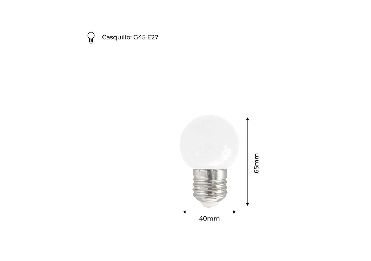 Ampoule LED E27 1W G45 Couleurs - B1312-E27-BC7 - Barcelona LED