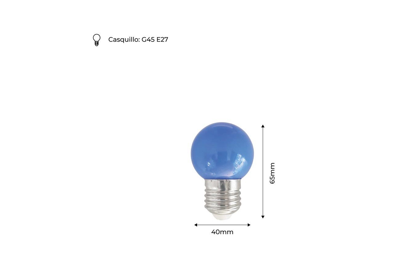 Ampoule LED E27 1W G45 Couleurs - B1312-E27-AZ7 - Barcelona LED
