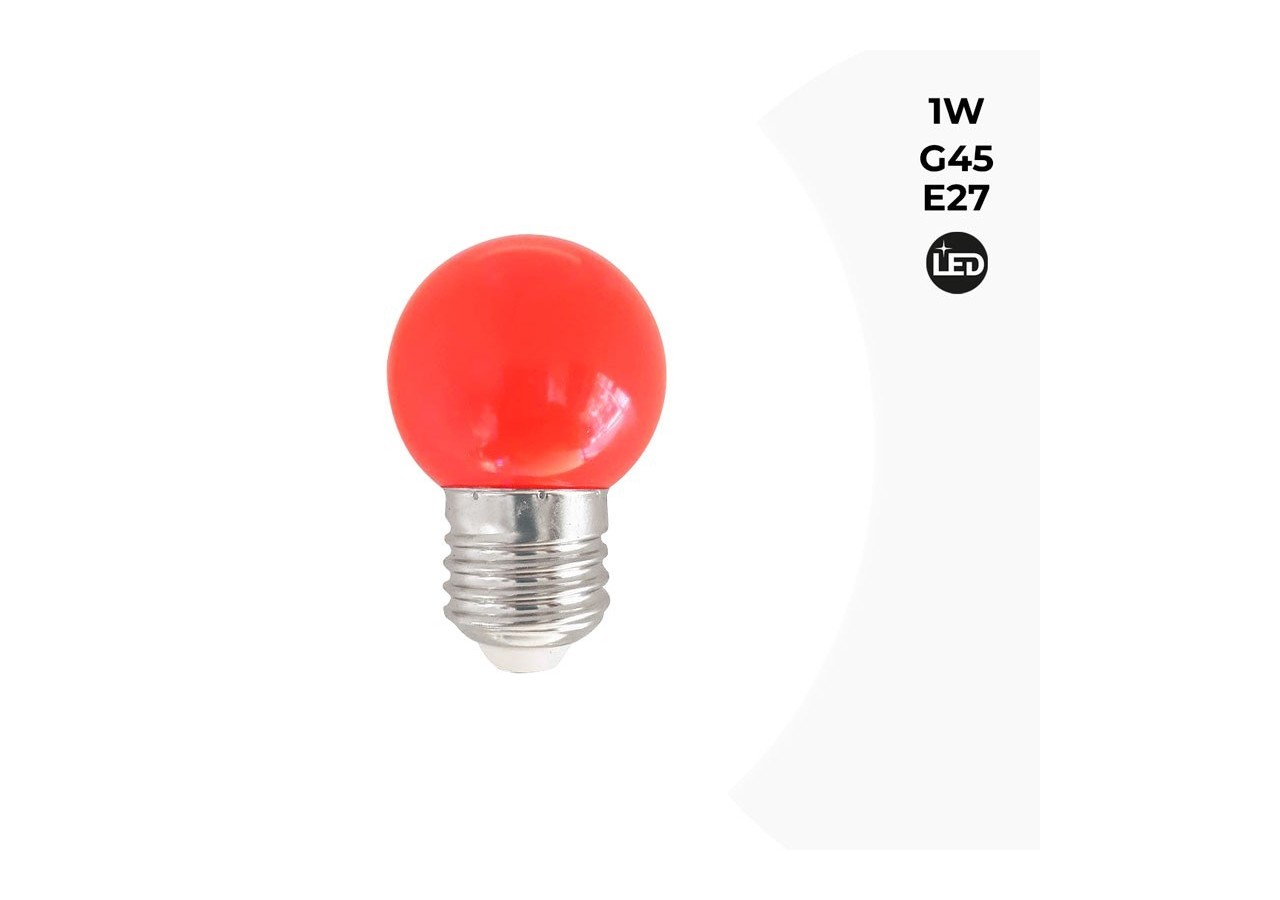 Ampoule LED E27 1W G45 Couleurs - B1312-E27-RO7 - Barcelona LED