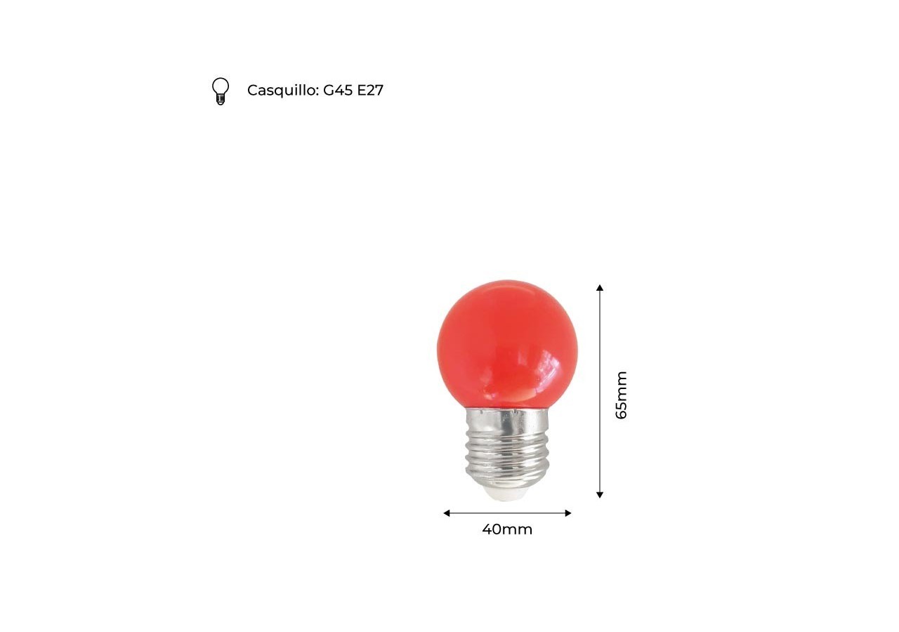 Ampoule LED E27 1W G45 Couleurs - B1312-E27-RO7 - Barcelona LED