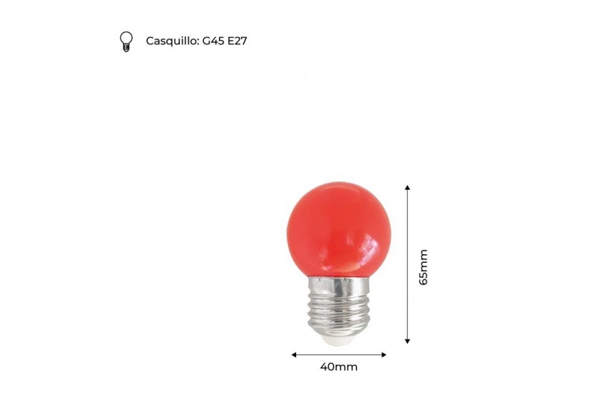 Ampoule LED E27 1W G45 Couleurs - B1312-E27-RO7 - Barcelona LED