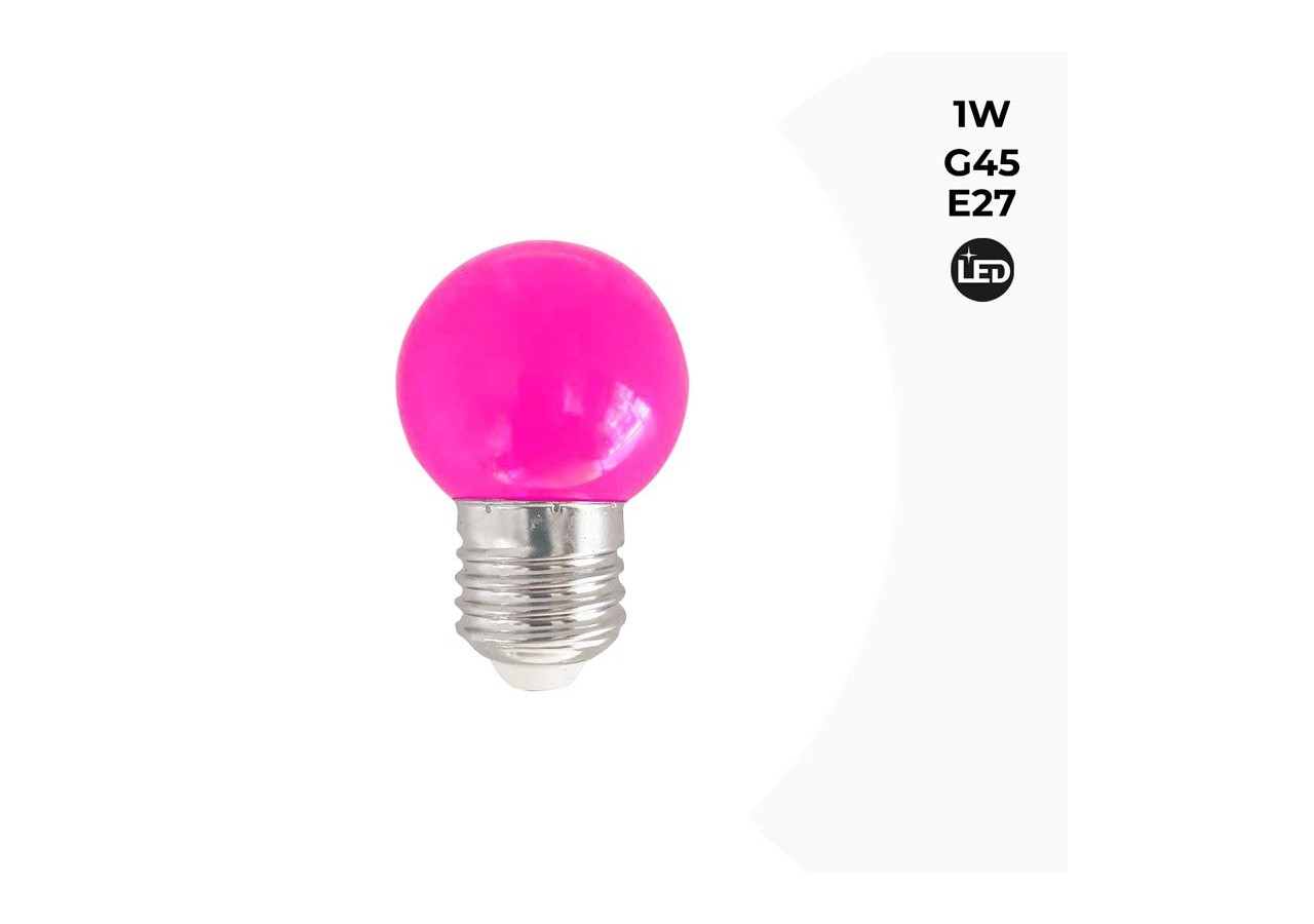 Ampoule LED E27 1W G45 Couleurs - B1312-E27-LI7 - Barcelona LED