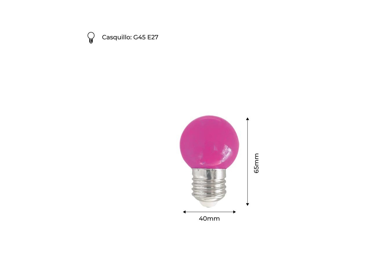Ampoule LED E27 1W G45 Couleurs - B1312-E27-LI7 - Barcelona LED