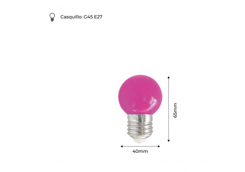 Ampoule LED E27 1W G45 Couleurs - B1312-E27-LI7 - Barcelona LED