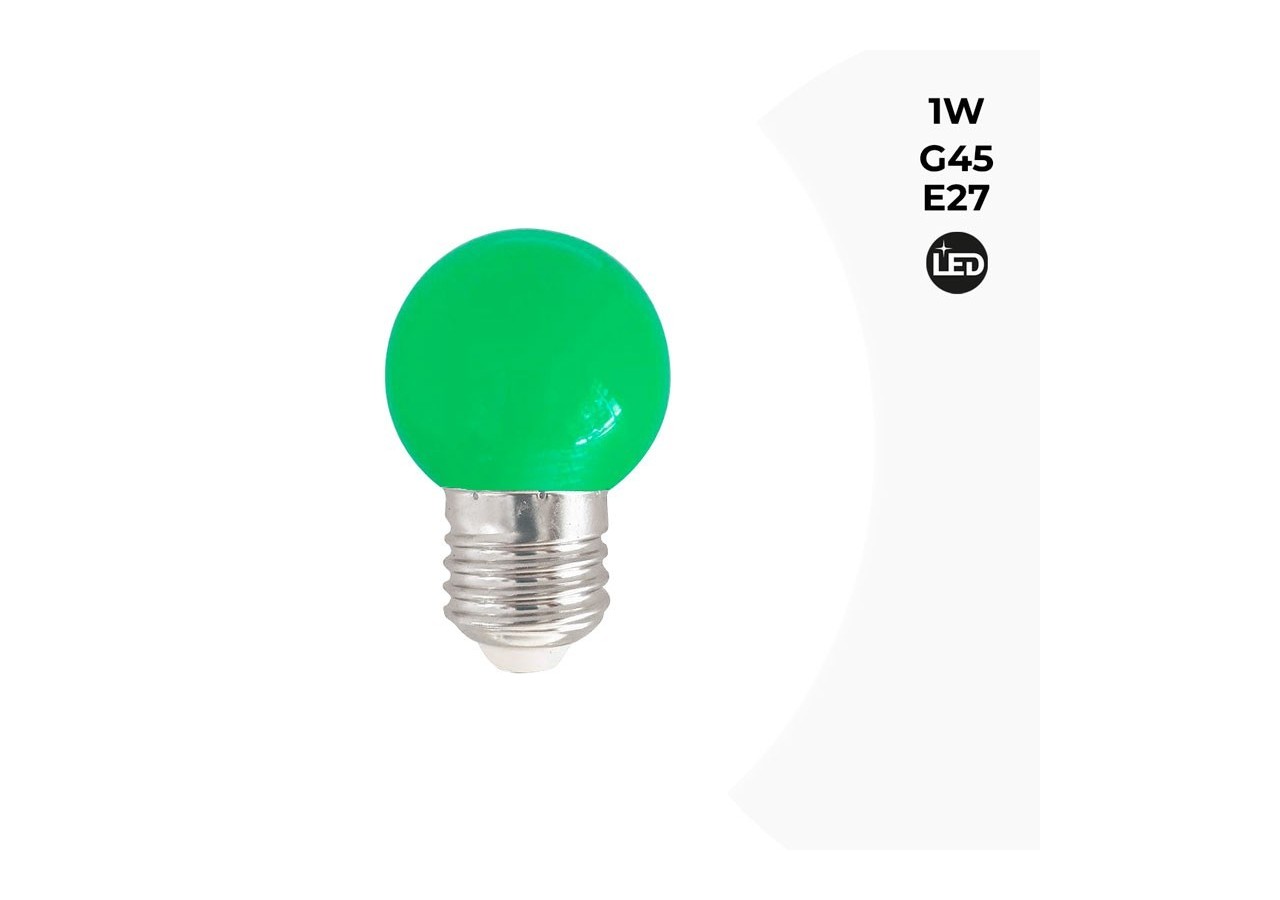 Ampoule LED E27 1W G45 Couleurs - B1312-E27-VE7 - Barcelona LED
