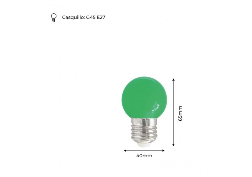 Ampoule LED E27 1W G45 Couleurs - B1312-E27-VE7 - Barcelona LED