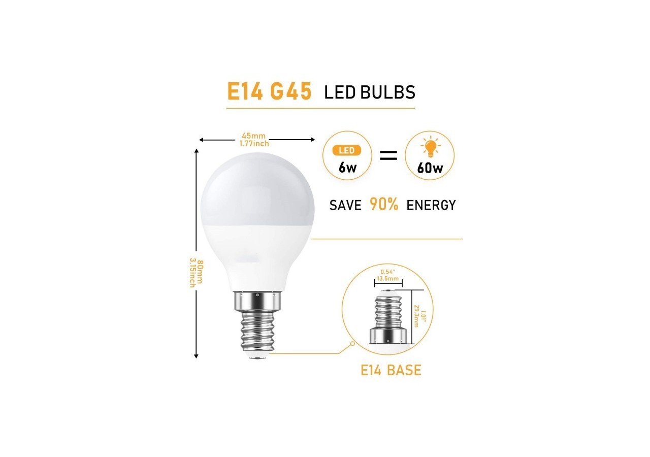Ampoule LED E14 4W G45 5W Globe - BS1-G45E14-BC1 - Barcelona LED