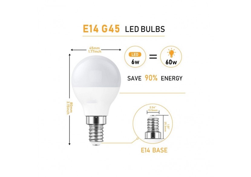Ampoule LED E14 4W G45 5W Globe - BS1-G45E14-BC1 - Barcelona LED