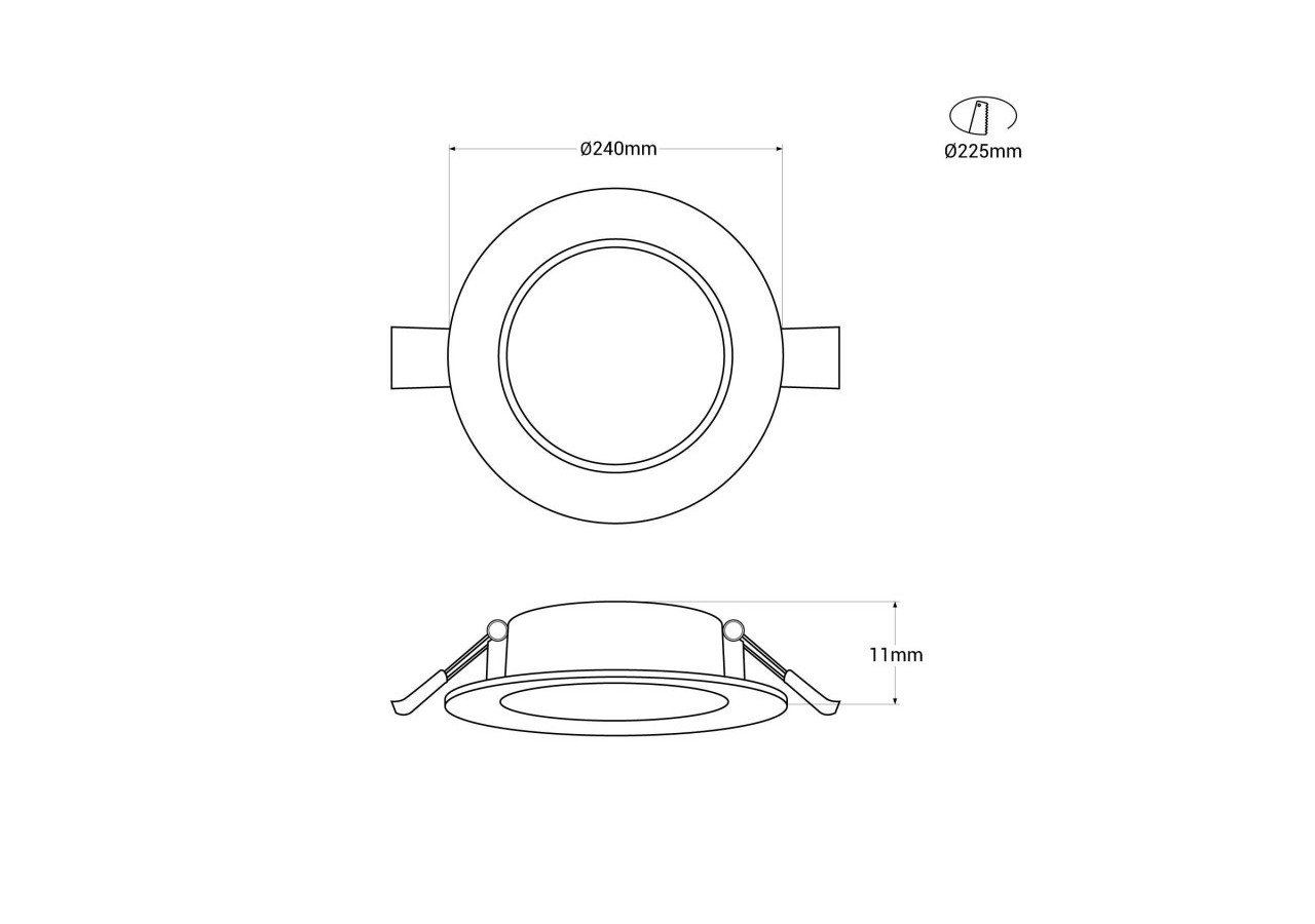 Downlight LED rond extra-plat 20W-Coupe diamètre 225mm - B1073-BF1 - Barcelona LED