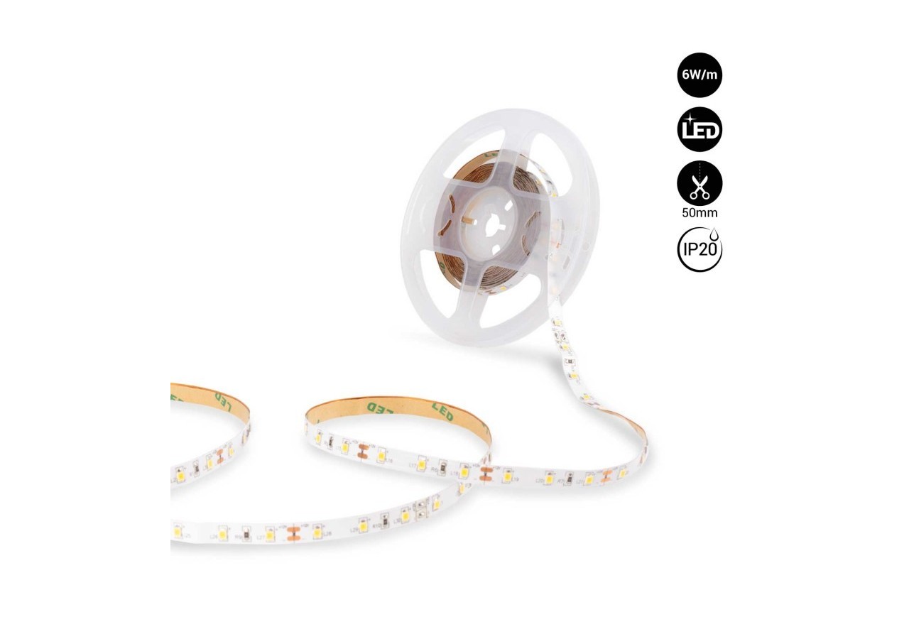 Ruban LED 12V DC-6W/m-Monochrome-8mm-IP20-Rouleau de 5m-60 LED/m - B1508BF - Barcelona LED