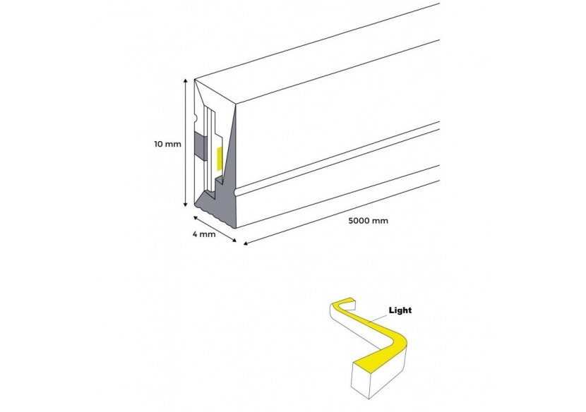 Néon LED flexible 24V DC-4x10mm-5m-13W/m-120 LED/m-IP67-À courbure latérale - B3380-180 - Barcelona LED