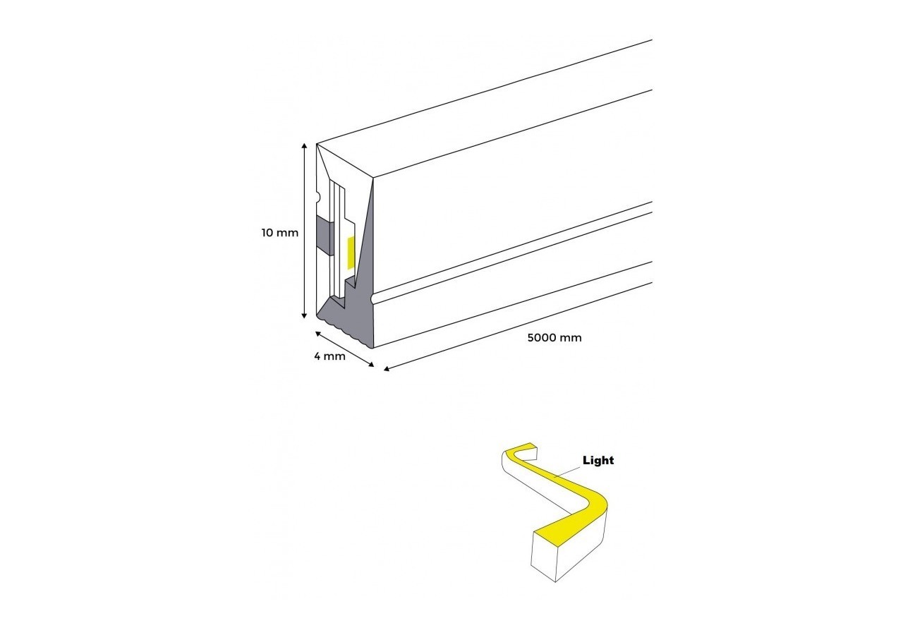 Néon LED flexible 24V DC-4x10mm-5m-13W/m-120 LED/m-IP67-À courbure latérale - B3380-AZ - Barcelona LED