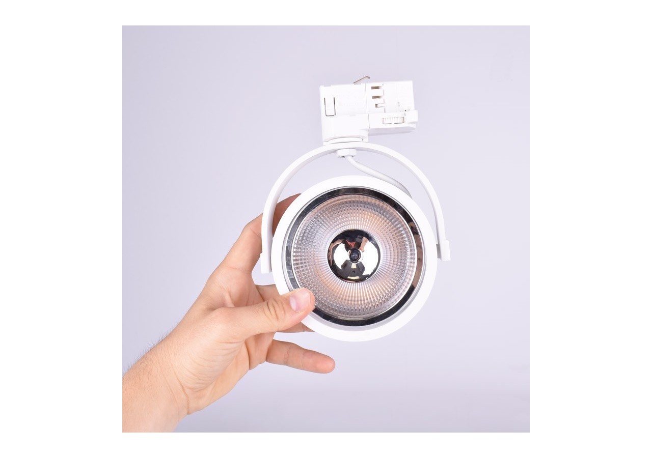 Support spot sur rail triphasé ampoule AR111 GU10 - B00581-B - Barcelona LED