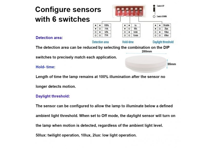 Plafonnier LED 24W IP65 avec capteur de mouvement - B1390-RS-BN - Barcelona LED