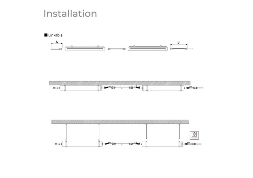 Réglette LED étanche tubulaire 30W IP68 120cm pour fermes - B8490-120BN - Barcelona LED
