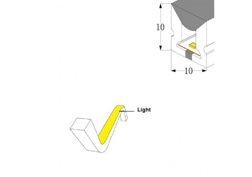 Néon LED flexible 24V DC-10X10mm-5m-IP67-14W/m-À courbure verticale - B3370-RO - Barcelona LED