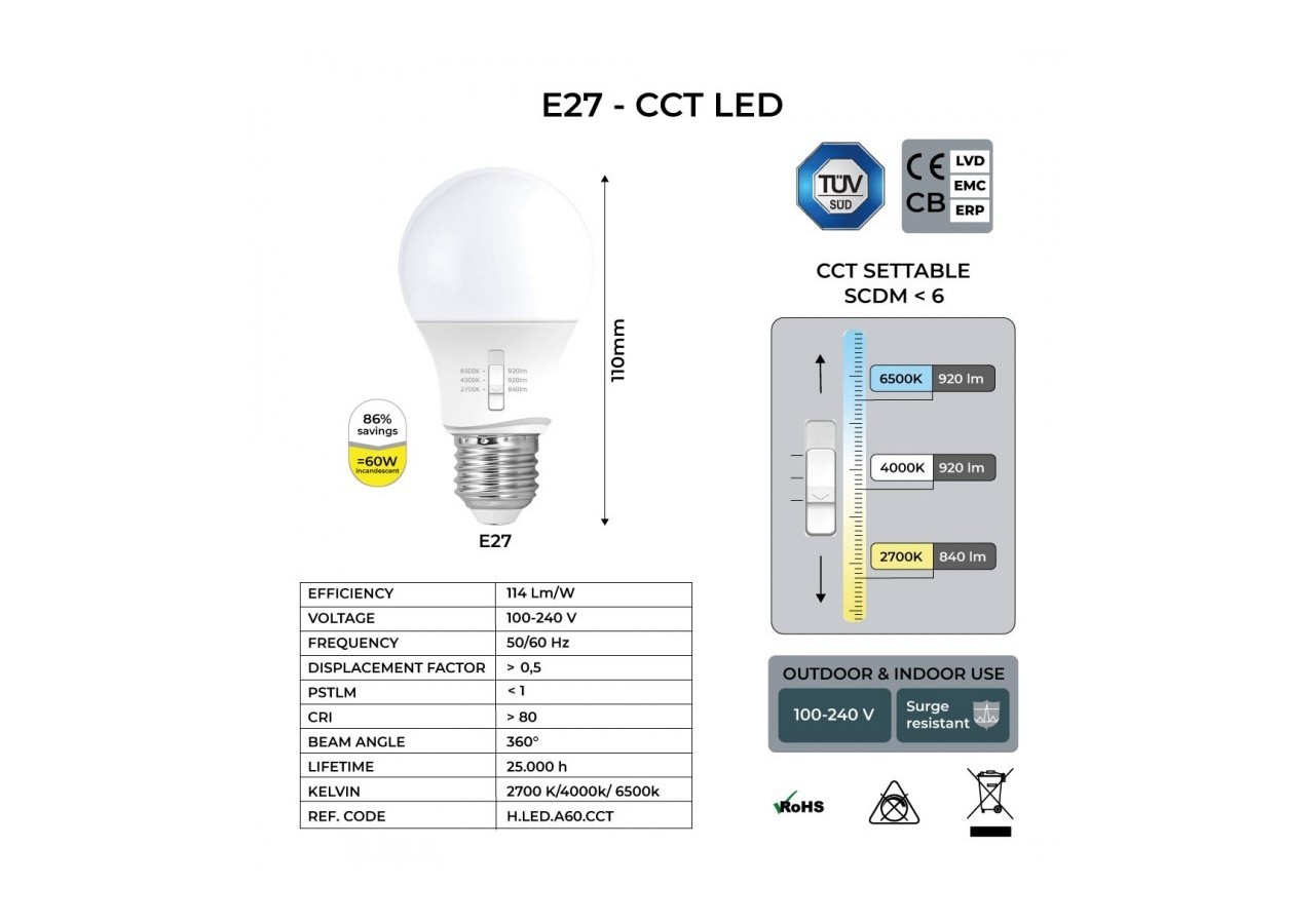 Lampadaire extérieur Fumagalli LED "GLOBO MIZAR/G250" 8.5W E27-CCT - G25.151.000.AYV1K - Barcelona LED