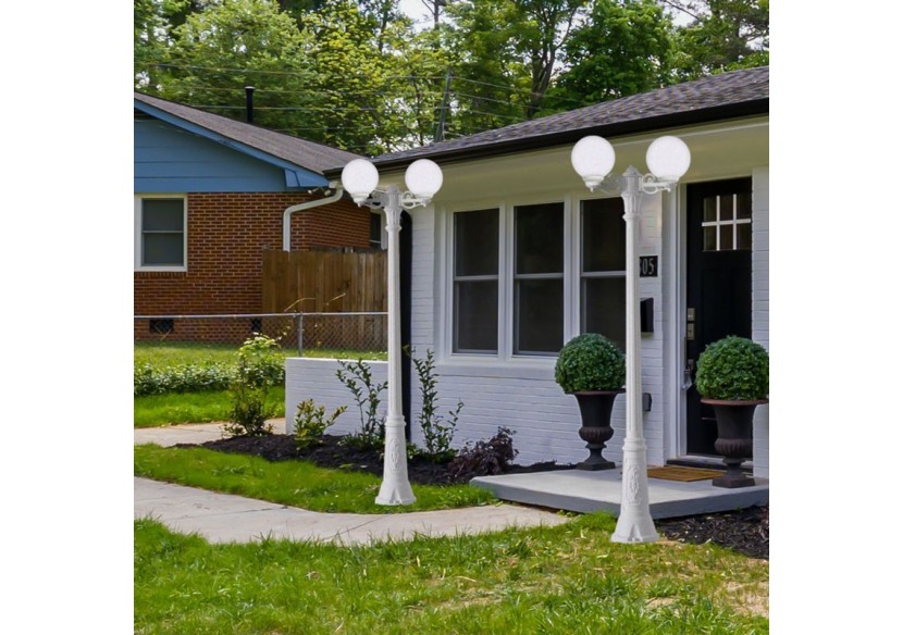 Double lampadaire LED d'extérieur FUMAGALLI "GIGI BISSO GLOBE" 2LxE27 - G25.156.S20.WYF1R - Barcelona LED