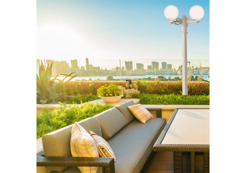 Double lampadaire LED d'extérieur FUMAGALLI "GIGI BISSO GLOBE" 2LxE27 - G25.156.S20.WYF1R - Barcelona LED