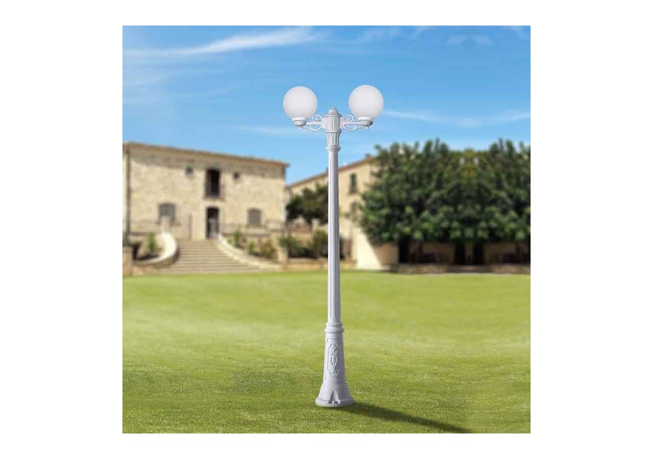 Double lampadaire LED d'extérieur FUMAGALLI "GIGI BISSO GLOBE" 2LxE27 - G25.156.S20.WYF1R - Barcelona LED