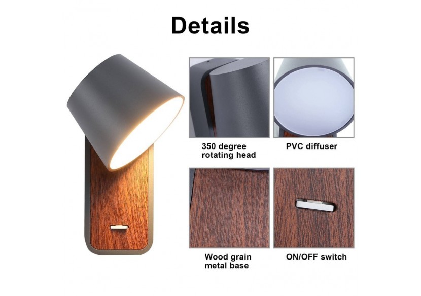 Applique LED orientable 6W "Koppen" 2700K - LN1546-G - Barcelona LED