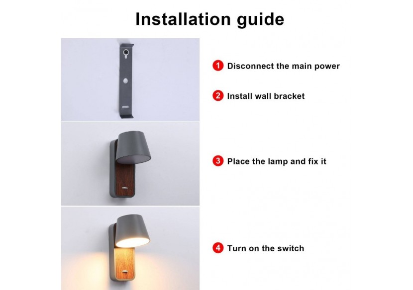 Applique LED orientable 6W "Koppen" 2700K - LN1546-G - Barcelona LED