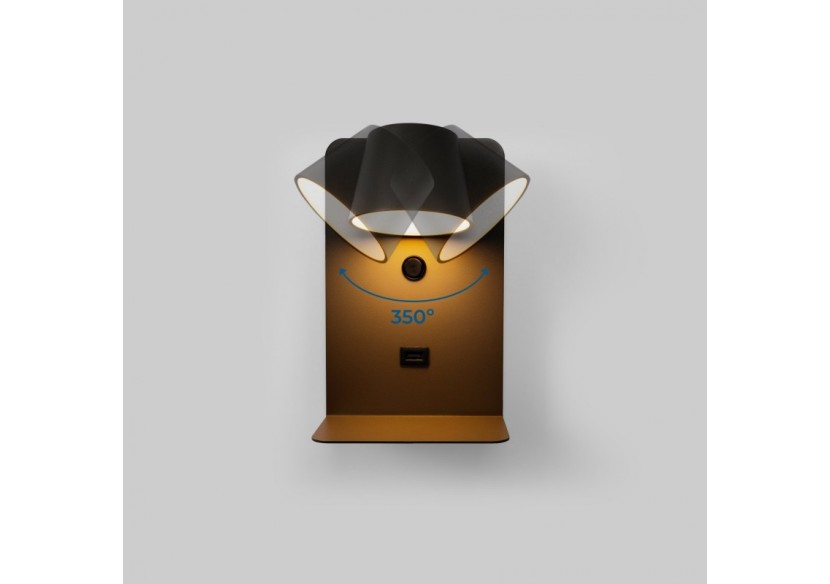 Applique murale liseuse avec port USB "BASKOP"-6W-Design vertical - LN1545-N1 - Barcelona LED