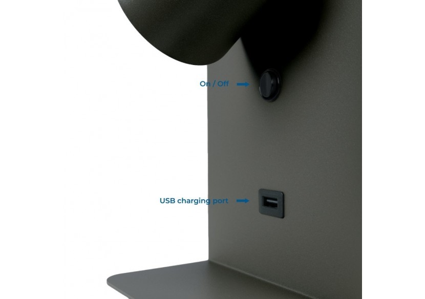 Applique murale liseuse avec port USB "BASKOP"-6W-Design vertical - LN1545-N1 - Barcelona LED