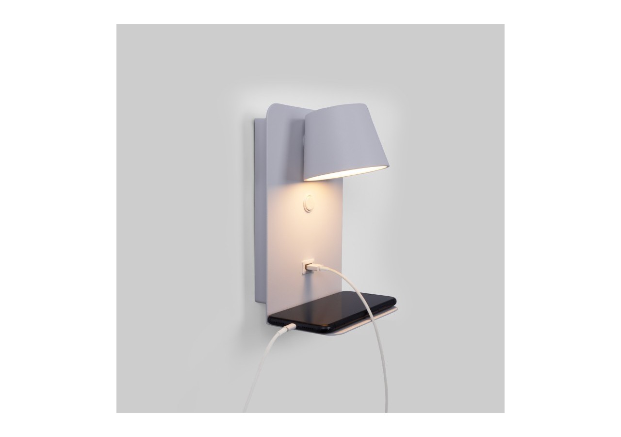 Applique murale liseuse avec port USB "BASKOP"-6W-Design vertical - LN1545-B1 - Barcelona LED