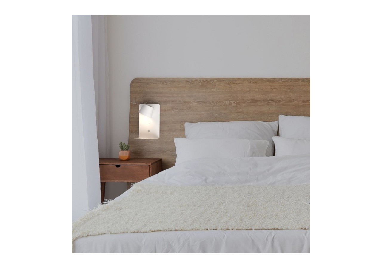 Applique murale liseuse avec port USB "BASKOP"-6W-Design vertical - LN1545-B1 - Barcelona LED