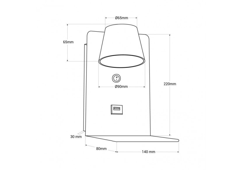 Applique murale liseuse avec port USB "BASKOP"-6W-Design vertical - LN1545-B1 - Barcelona LED
